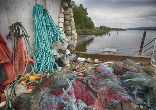 An Image of colorful fishing nets on the willapa