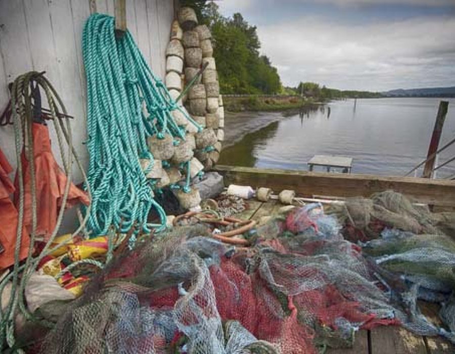 An Image of colorful fishing nets on the willapa